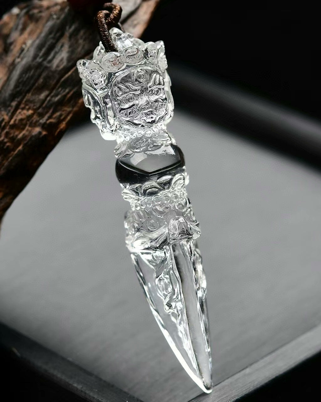 Natural White Quartz Vajra Pendant - Crystal Dhokra Amulet