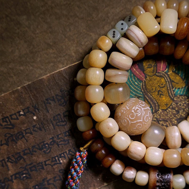 Himal Energy Abundance Yak Bone 108 Mala Beads Necklace