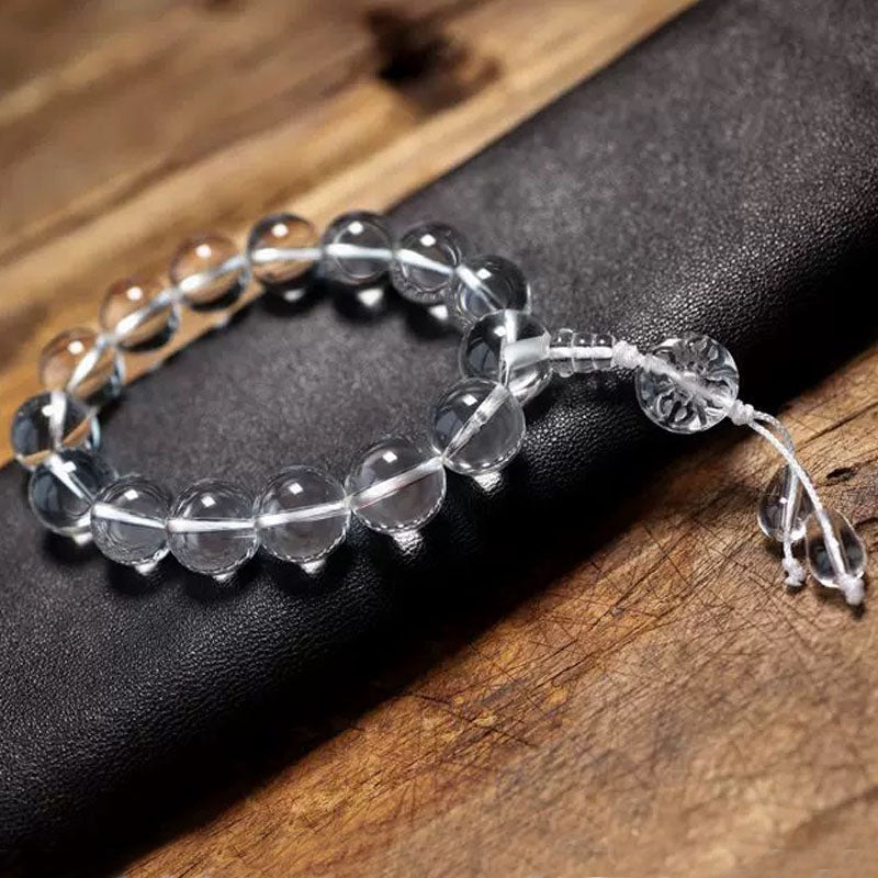 Himal Energy Natural Himalayan White Crystal Rosary Bracelet