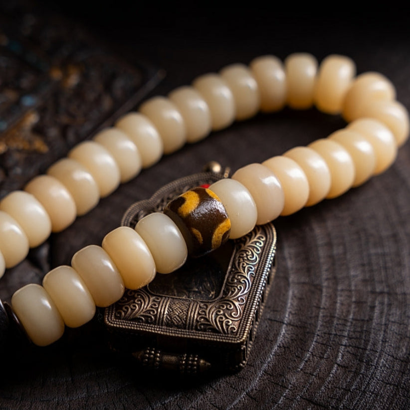 Handcrafted  Camel Bone Bead Bracelet for Mindfulness and Meditation