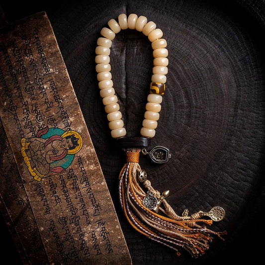 Handcrafted  Camel Bone Bead Bracelet for Mindfulness and Meditation