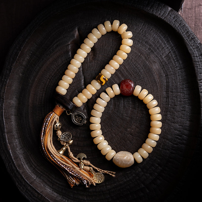 Handcrafted  Camel Bone Bead Bracelet for Mindfulness and Meditation