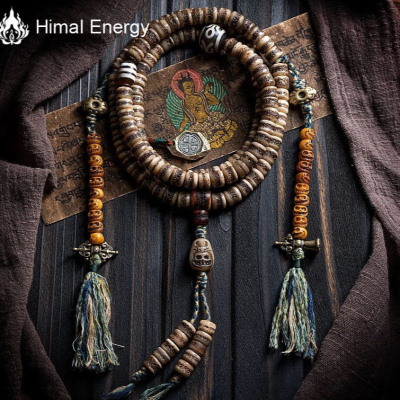 Himal Energy Prosperity 108 Buddhist Beads Yak Bone Necklace Natural Bracelet