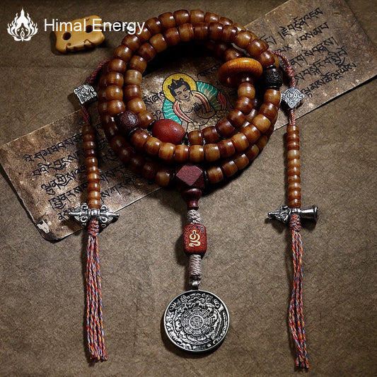 Himal Energy Sacred Harmony Yak Bone 108 Mala Beads Necklace