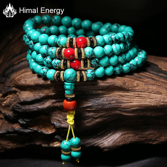 Healing Turquoise 108 Mala Beads Necklace