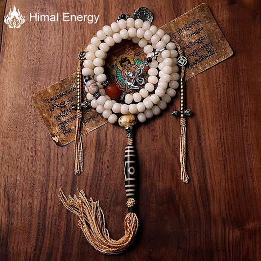 Himal Energy Pure White Bodhi Seed Necklace