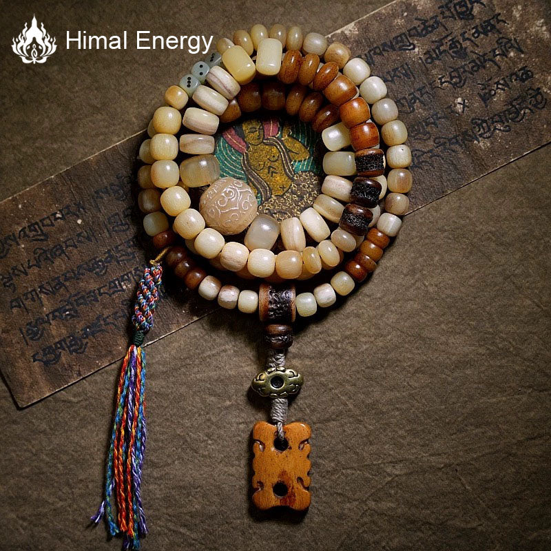 Himal Energy Abundance Yak Bone 108 Mala Beads Necklace
