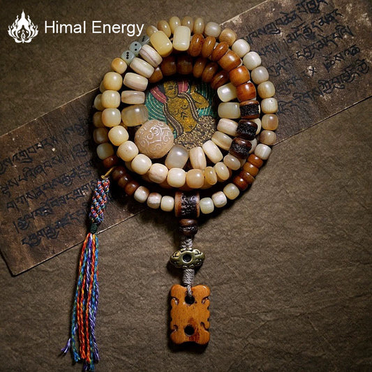 Himal Energy Abundance Yak Bone 108 Mala Beads Necklace