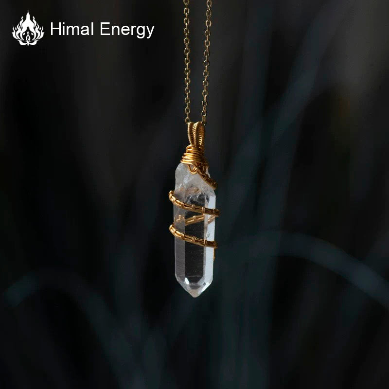 Hand-Woven Elf Kiss Natural White Raw Crystal Pendant