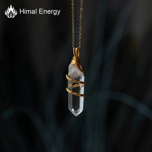 Hand-Woven Elf Kiss Natural White Raw Crystal Pendant
