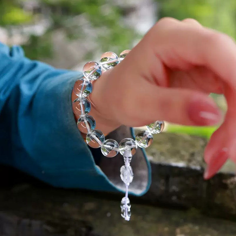 Himal Energy Natural Himalayan White Crystal Rosary Bracelet