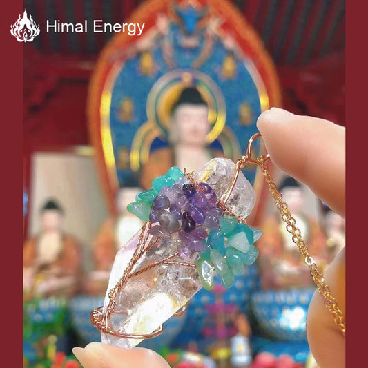 Wisdom  Good Luck Himala White Handmade Crystal Necklace Amethyst Ocean Pendant