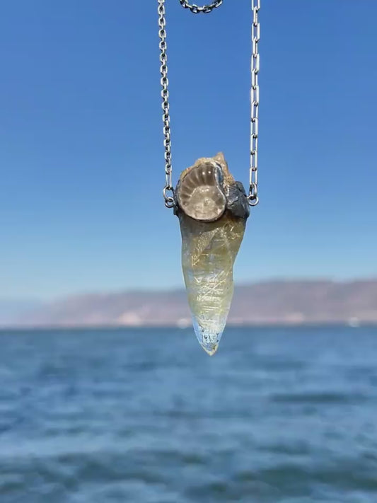 Sacred Spiral White Crystal with Himalayan Rutilated Quartz Raw Stone